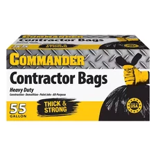 55 Gallon 3 MIL (eq) Heavy Duty Contractor Bags with Flap Ties - 36" x 56" wi...