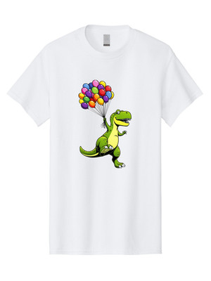 T-Rex-Balloons-2 Mens Graphic Tee, 100% Cotton, Casual Summer Wear