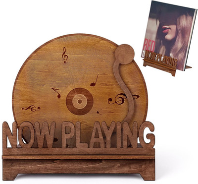 Now Playing Vinyl Record Stand Wood Carve Record Stand Vintage Vinyl Holder | Ta