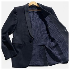 Etro Men s Black Blazer Jacket Textured Collar Paisley Lining 71cm 50cm F/S