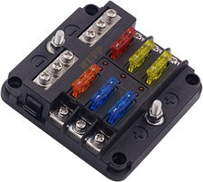 12v Fuse Block 6 Way Waterproof Marine Fuse Box Led Indicator Negative Bus Bar R