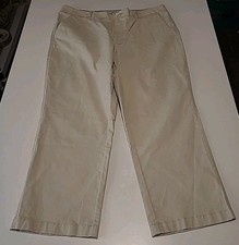 NWT LL Bean Pants Favorite Fit Beige Cotton Blend Womens Size 14 Casual Hemmed
