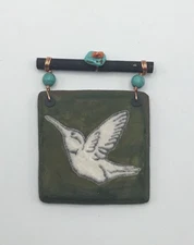 Vintage Raku Hummingbird Mini Wall Hanging Pottery Decor Jeremy Diller Signed 