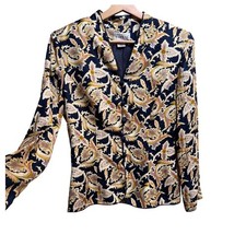NWT Vintage Adrianna Papell Women Silk Paisley Blazer 6 Artsy Shoulder Pads Lux