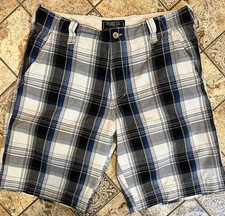 Plugg Co Men 34 Blue White Plaid Chino Casual Summer Shorts