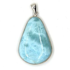 Larimar Silver Pendant Double-sided 38x25mm High Quality Power Stone