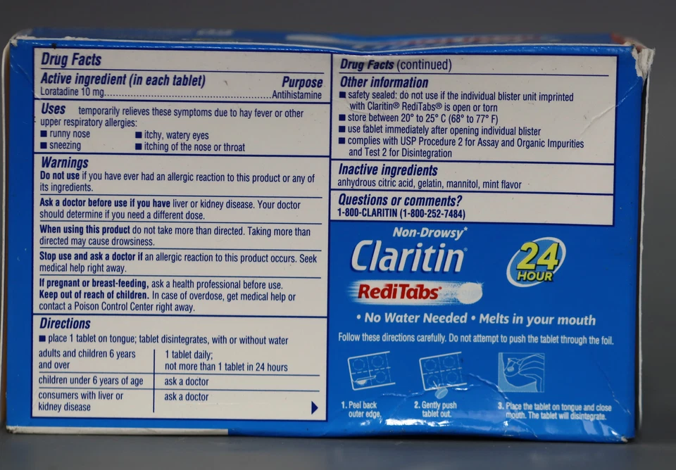 Claritin Allergy Relief Loratadine RediTab Comprimidos - 60ct (EXP: 31/01/2026) - Imagem 2 de 3