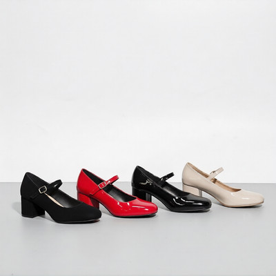 Damenschuhe Blockabsatz Unisex Übergröße 9 10 11 12 Knöchelriemen-Pump