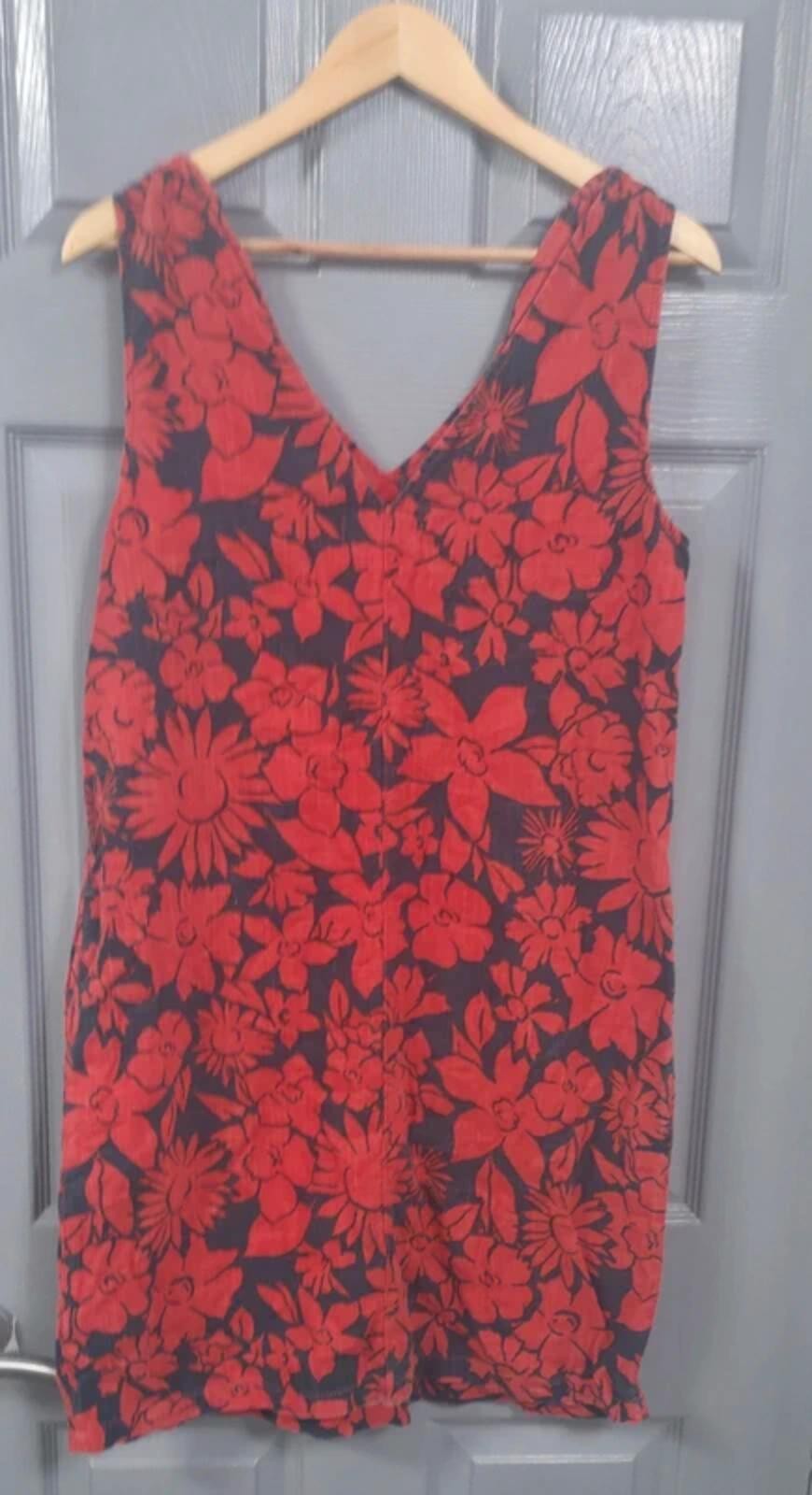 Next Red Floral Sleeveless Tunic Dress Size 12