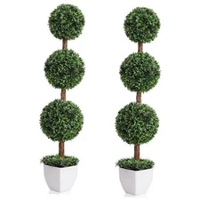  Artificial Topiaries Ball Trees Outdoor, 3.6ft Faux Boxwood Plants 3ft 7in