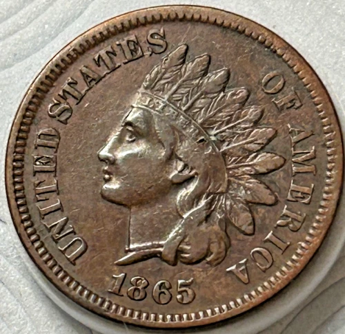 1865 Nice Old Indian Cent, Red-Brown,  Full Liberty Ungraded Good Date - B19-12