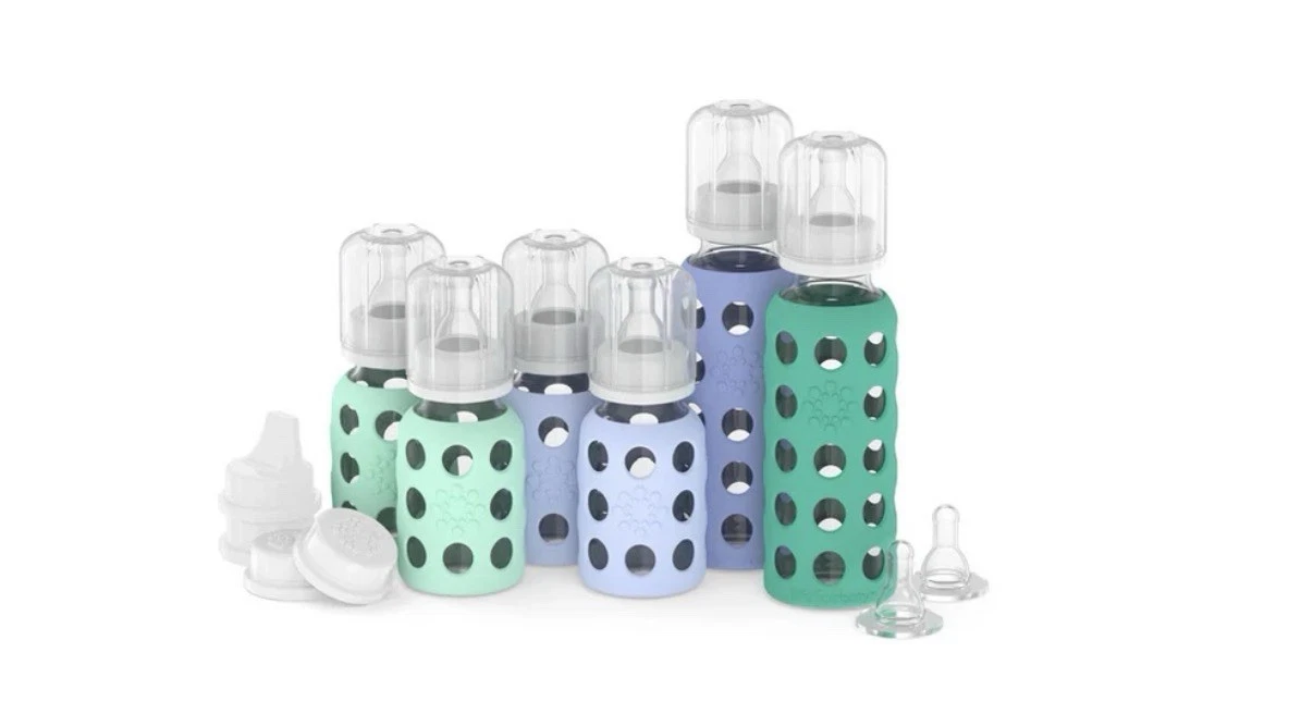 Lifefactory 6-Glass Baby BottleStarter Set Mint BlanketBlueberry Kale NWT