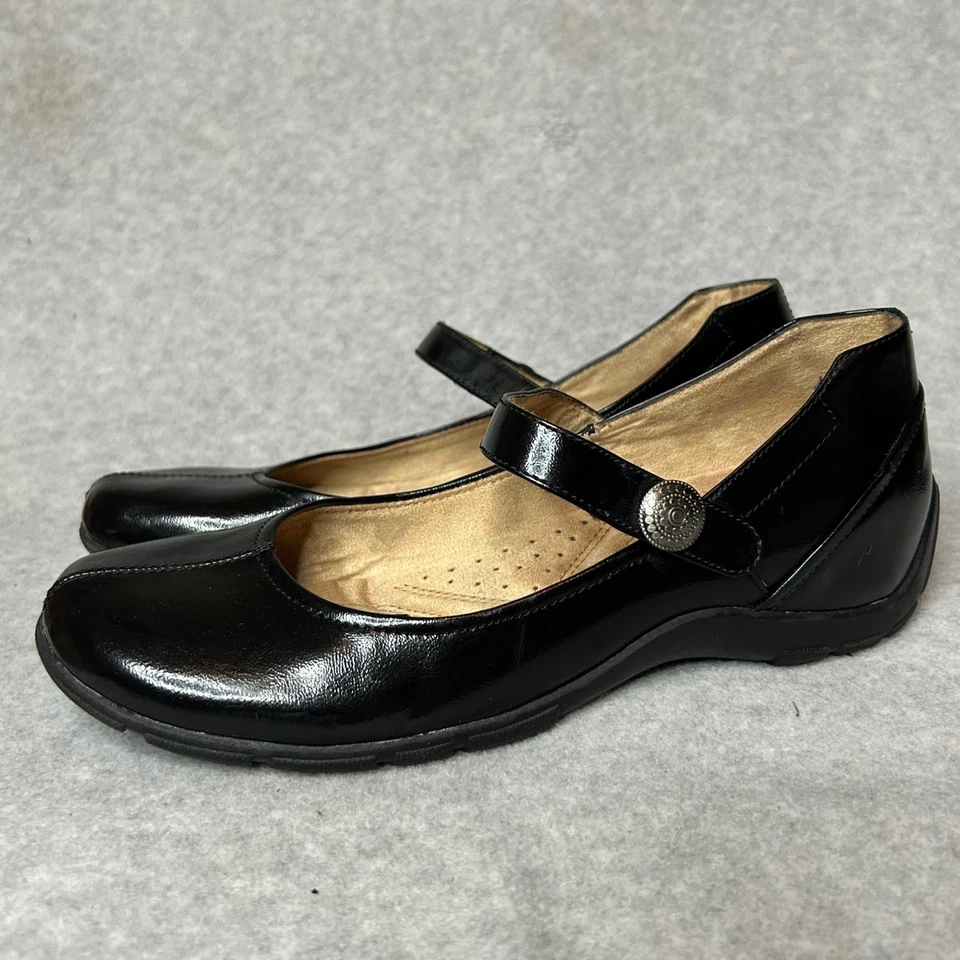 Zapatos planos cómodos Naturalizer Vameer de cuero negro Mary Jane para mujer talla 11M Foto 2 de 4