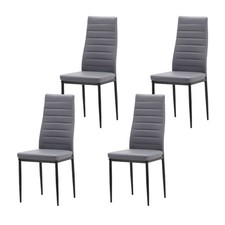 Image of Dining Chairs Set of 4 Faux Leather Legs High Back Padded Seat Side Chair
