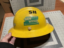 Full Brim Hard Hat E.D. Bullard, Hard Boiled, Yellow, W / Liner, Vintage, Used