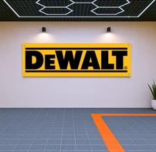 DEWALT Garage Banner Flag 71x24" – Wall Sign for Shop, Tools, or Workbench