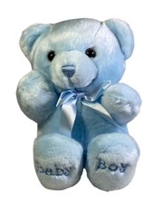 Aurora Baby Baby Boy Blue Teddy Bear Plush Stuffed Animal Toy 9" Seated