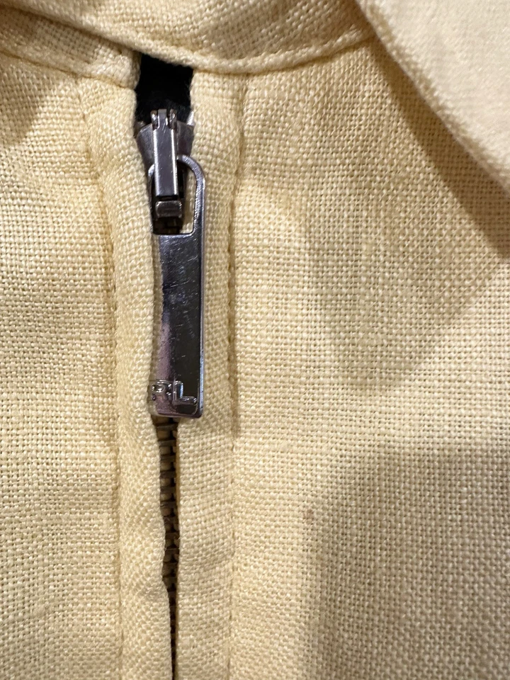 Chaqueta Polo Golf Ralph Lauren Para Hombres Grande Amarillo Limón Cremallera Completa Lino Foto 2 de 4
