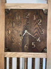 Rare Antique Arts & Crafts carved Oak Grandfather Clock 1909 Restored Works