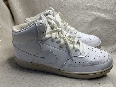 Nike Court Vision Mid White Mens Leather Athletic Shoes Size 9 US CD5466-100 Nike Court Vision Mid Sneakers Triple White CD5466-100 Men main image 3