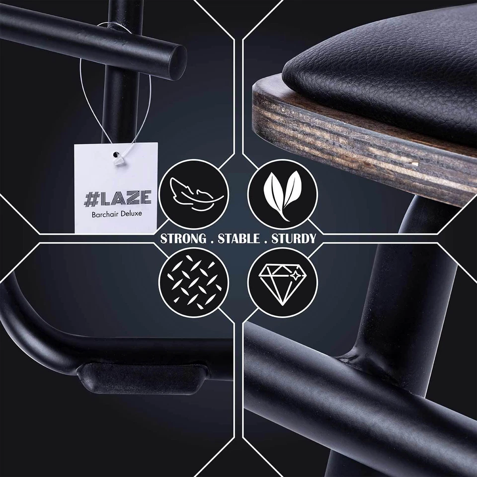 #LAZE Barstuhl Industrie Design Metall Holz Barhocker Bistrohocker Stuhl Hocker - Bild 3 von 4