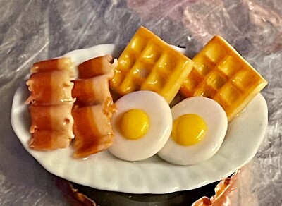 3D Mini Food Waffles Eggs Fried Bacon Breakfast Plate Fridge Magnet Lot    1pc