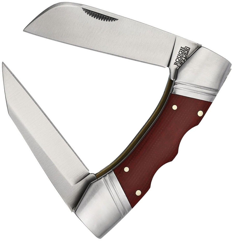 Rough Ryder Double Lockhorn Pocket Knife Stainless Steel Blades Micarta Handle