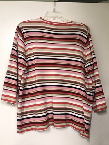 DESIGNERS ORIGINALS WOMENS 2X CARDIGAN MULTI COLOR STRIPE 100% COTTON - Picture 3 of 3