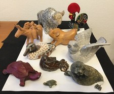 Sammlung verschiedener Deko Tierskulpturen, Büffel (Stein) Vögel, Schildkröten, 
