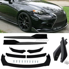 Glossy Black Front Bumper Lip Spoiler Side Skirt Splitter Kit For Lexus IS250