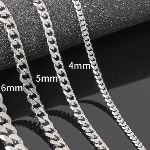 Mens Boys Curb Chain 18"-26" 2mm - 9mm Stainless Steel Silver Cuban Necklace UK