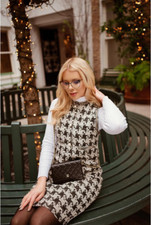 ZARA NEW WOMAN METALLIC THREAD DRESS WITH CHAIN TRIMS BLACK/WHITE S-XL 5410/452