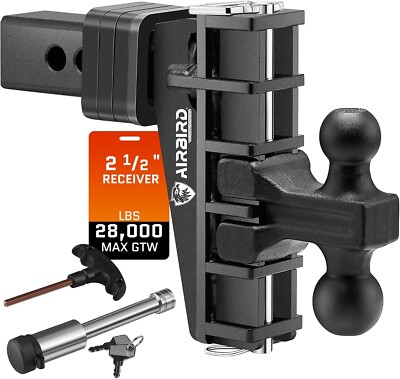 Heaby Duty 2.8K GTW Adjustable Trailer Hitch Fits 2.5-Inch Receiver 6 Inch Drop