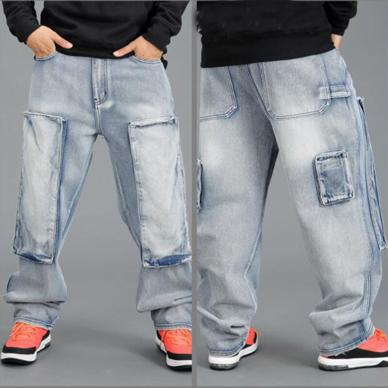 New Oversized Mens Denim Hip Hop Loose Pants Jeans Baggy Straight