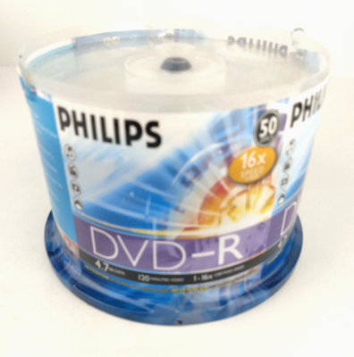 NEW SEALED PHILIPS 50 PACK/SPINDLE DVD-R 4.7 GB 120 MIN 16X