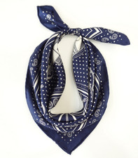 100 twill Silk 20" Square Scarf Women men neckerchief Wrap paisley blue SC20-N