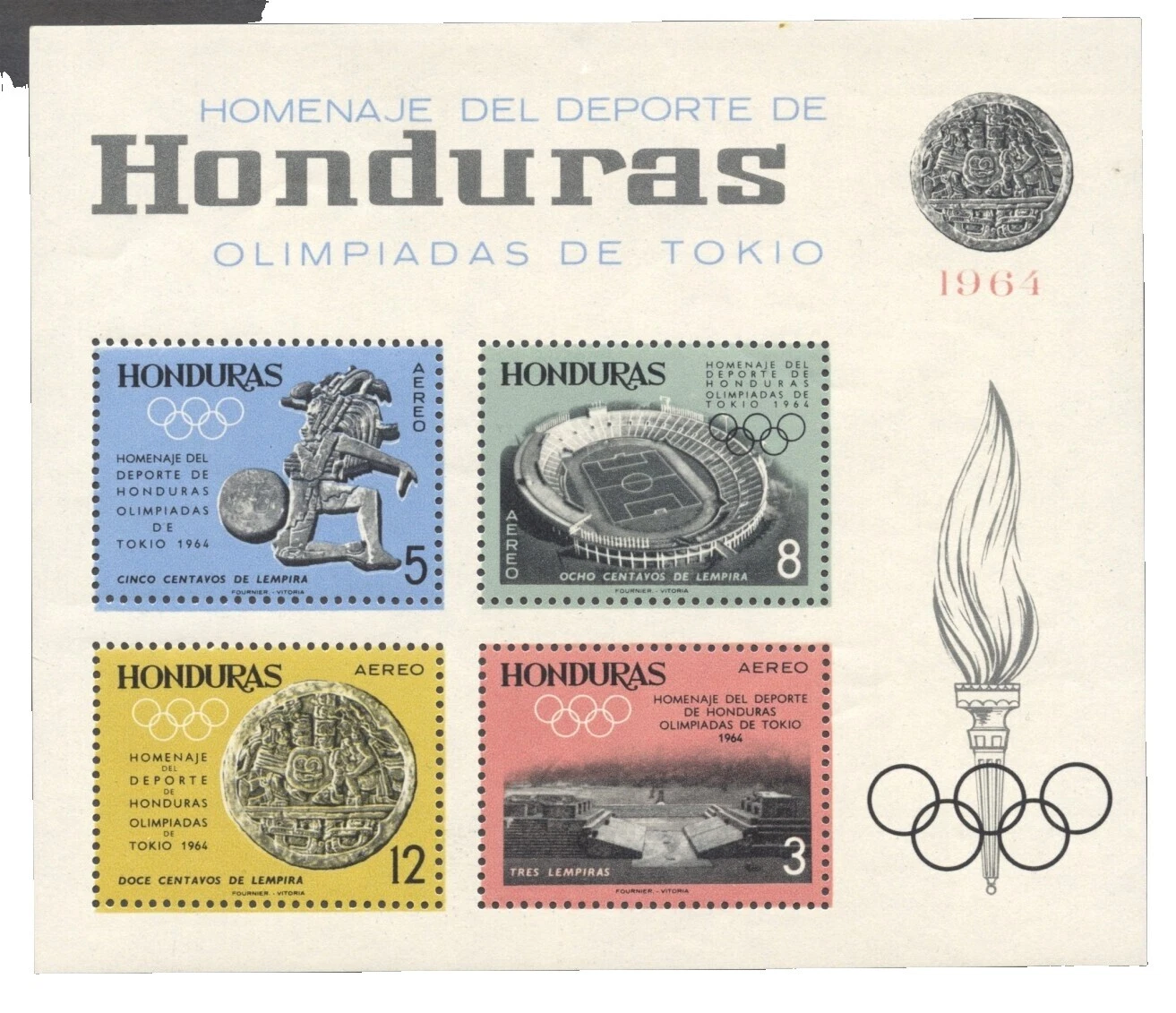 Bloque de los Juegos Olímpicos sellos de Honduras