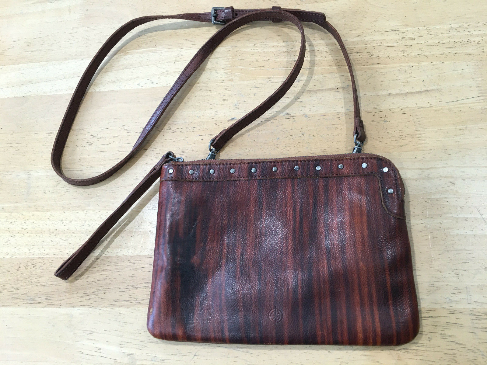OLD TREND Dark Brown Wood Grain Leather Small Crossbo… Gem