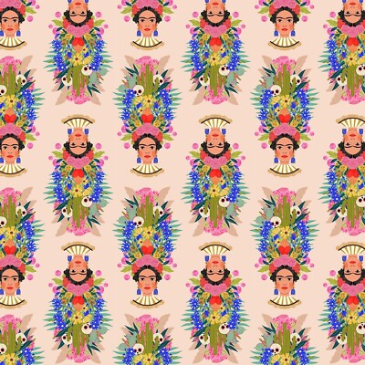 Dear Stella Viva La Vida ST DFG2533 Salmon Frida Bust  Cotton