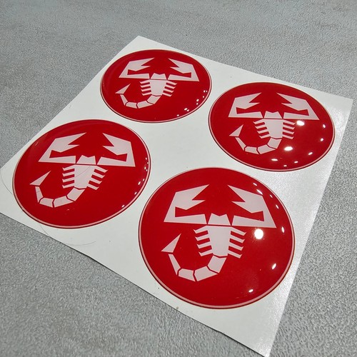 Loghi ruota adesivi Rosso bianco 50mm resina per coprimozzo Fiat Abarth 500 - Foto 2 di 3