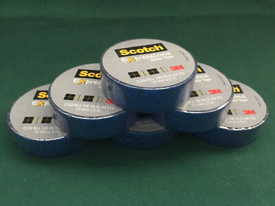 Box of 6 rolls of Scotch Expressions Blue Glitter Tape by 3M .59''x196'' 