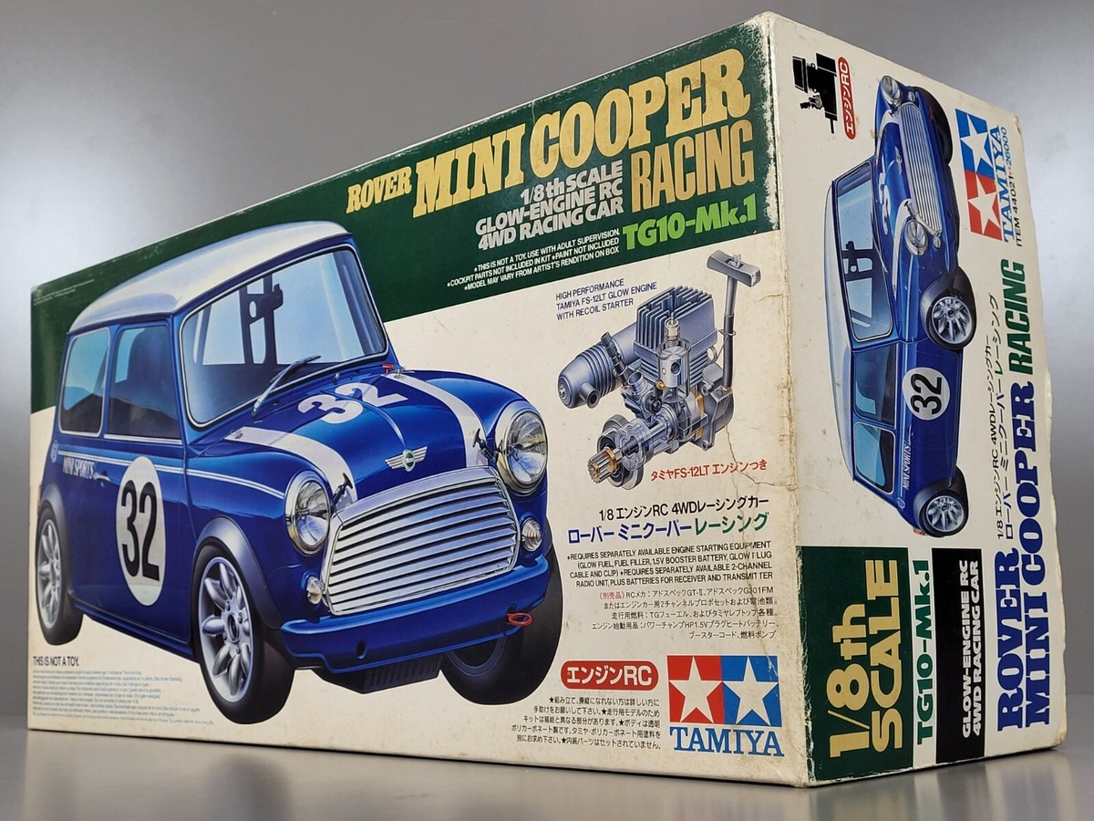 New Vintage Tamiya 1/8 R/C TG10 MK1 Rover Mini Cooper Racing Glow