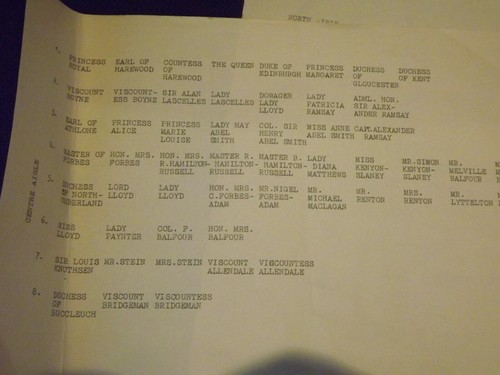 RARE 1952 Wedding Queen Mary's Grandson Gerald Lascelles Church Seating Plan - 第 2/5 張圖片