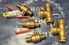 SharkBite Push to Connect 1 in. PVC T  1 in. D PVC Brass Slip Tee Ball Valve Lot