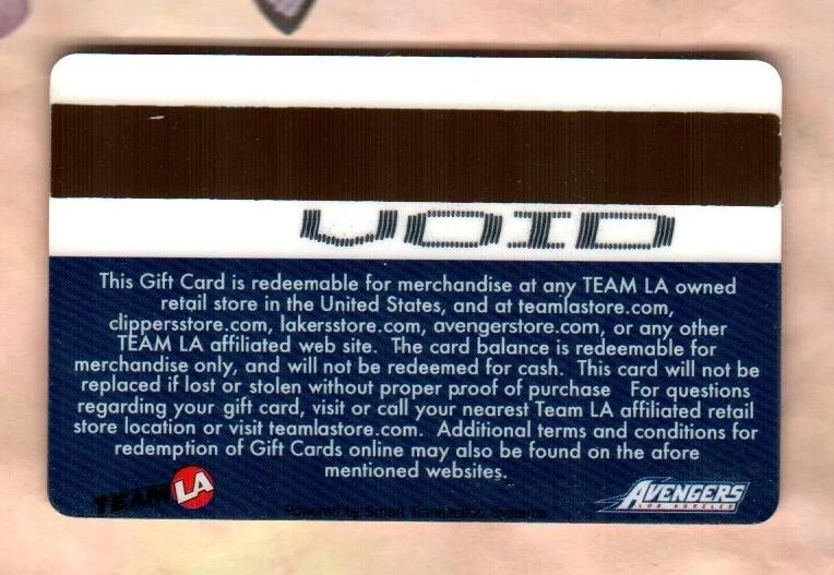 TEAM LA Los Angeles Avengers ( 2004 ) Sample Gift Card ( $0 ) - Image 2 of 2