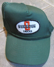 Vintage Oshkosh Trucks Rope Trucker Hat Cap Blue Adjustable 1980's green mesh