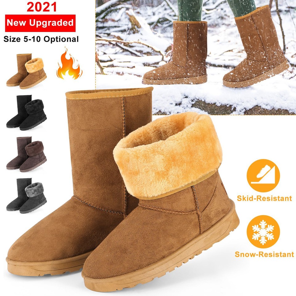Vepose Women's Winter Snow Boots – Mid Calf Suede Boots With Fur Lining, Warm Fuzzy Shoes For Cold Weather - View #2