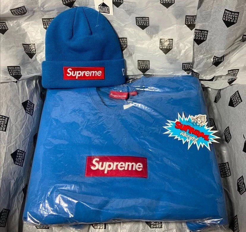 Sweat col rond Supreme Box Logo FW22 homme taille XL   Bleu