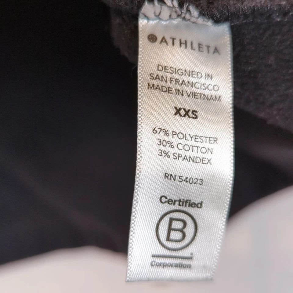 Athleta Black Fleece Lined Hooded Athleisure Hoodie Sweater XXS - Image 4 of 4