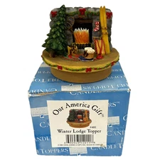 Our America Gift Winter Lodge Candle Topper Yankee Candle Christmas Vtg 2001